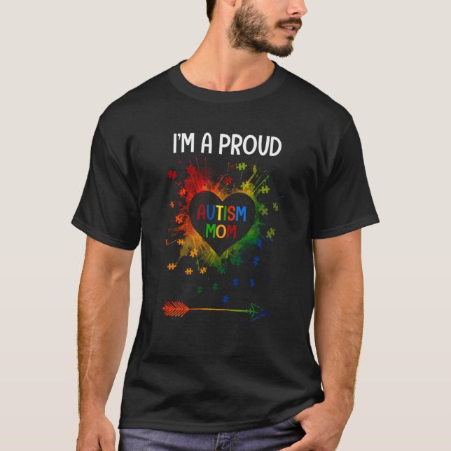 I'm A Proud Autism Mom Autism Awareness Month Moth T-Shirt (Front)