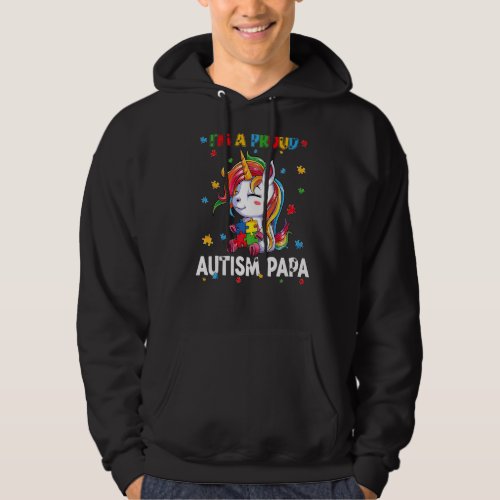 Im A Proud Autism Papa Awareness Puzzle Unicorn S Hoodie