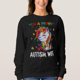 I'm A Proud Autism Wife Awareness Puzzle Unicorn S Sweatshirt