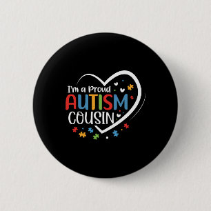 I'm A Proud Cousin Love Heart Autism Awareness Puz Button