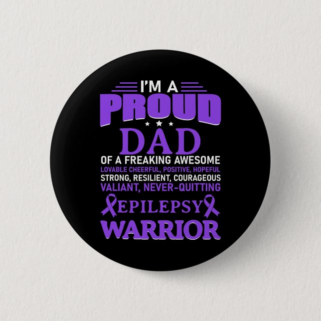 I'm A Proud Dad Epilepsy Awareness Purple Ribbon M Button (Front)