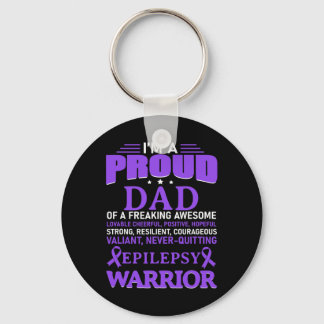 I'm A Proud Dad Epilepsy Awareness Purple Ribbon M Keychain