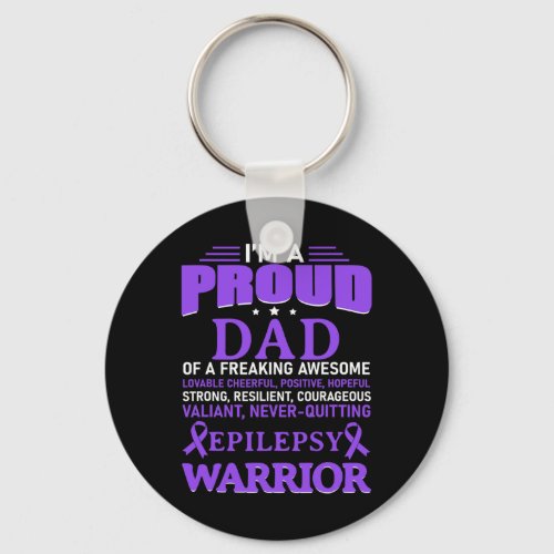 Im A Proud Dad Epilepsy Awareness Purple Ribbon M Keychain