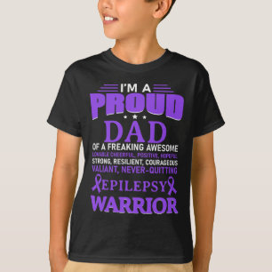I'm A Proud Dad Epilepsy Awareness Purple Ribbon M T-Shirt