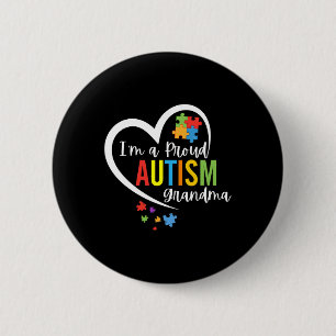 I'm A Proud Grandma Love Heart Autism Awareness Pu Button