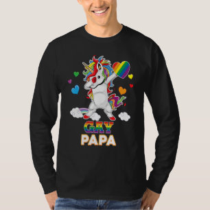 I'm A Proud Lgbt Gay Papa Pride Dabbing Unicorn Ra T-Shirt