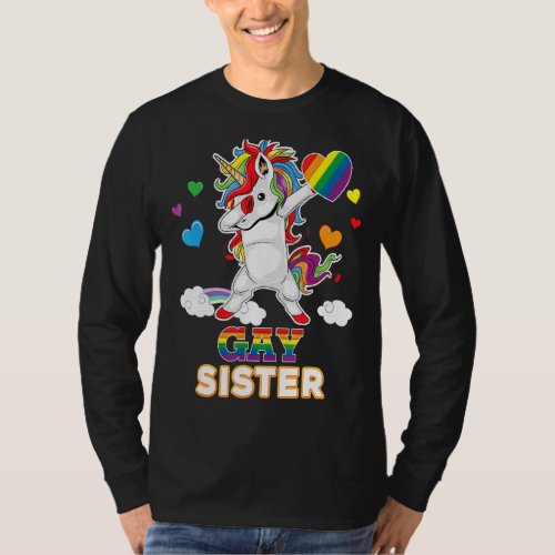 Im A Proud Lgbt Gay Sister Pride Dabbing Unicorn  T_Shirt