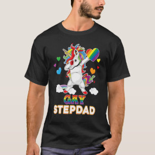 I'm A Proud Lgbt Gay Stepdad Pride Dabbing Unicorn T-Shirt