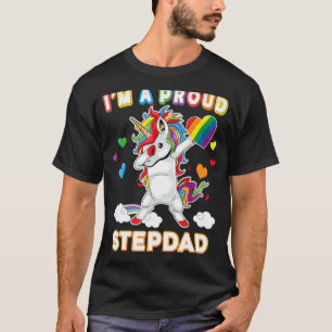 I'm A Proud Lgbt Gay Stepdad Pride Dabbing Unicorn T-Shirt