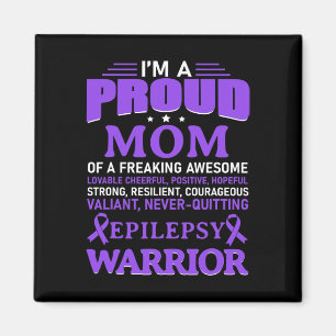 I'm A Proud Mom Epilepsy Awareness Purple Ribbon W Magnet