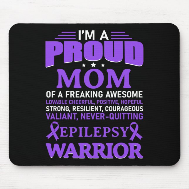 I'm A Proud Mom Epilepsy Awareness Purple Ribbon W Mouse Pad (Front)