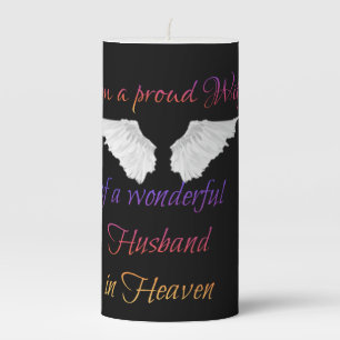 I'm a proud wife of a wonderful husband in heaven pillar candle