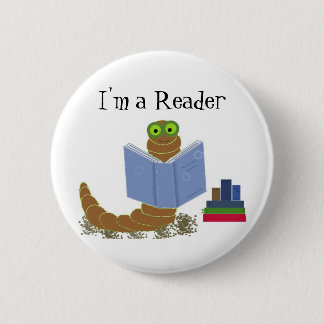 I'm a Reader Book Worm Button