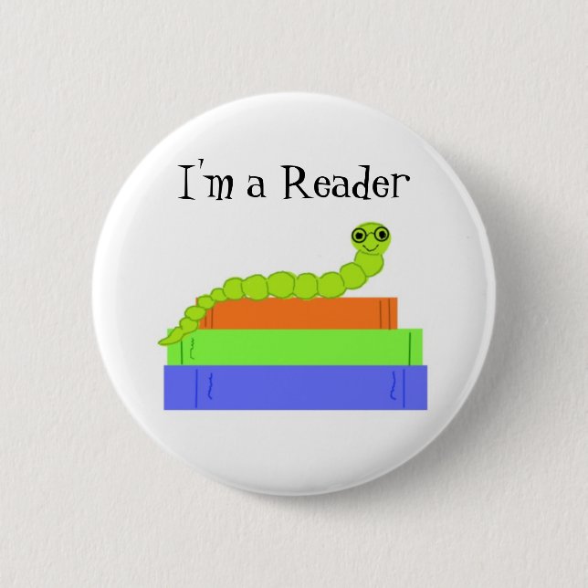 I'm a Reader, Bookworm Button (Front)