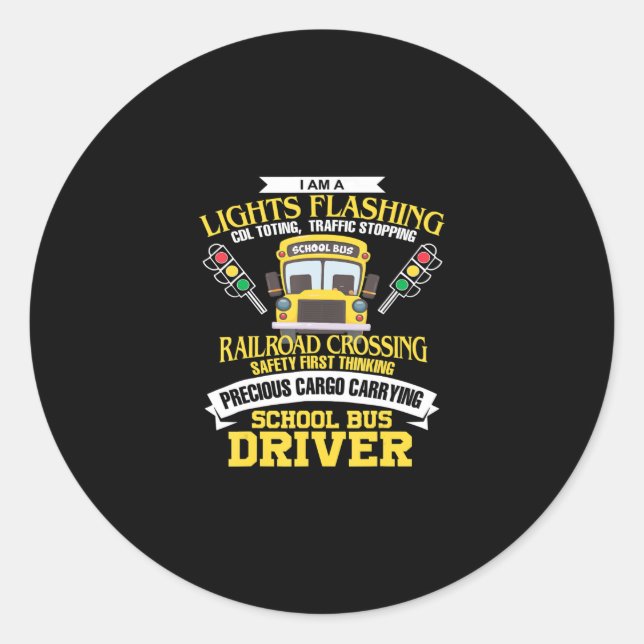 im a school bus driver back to school gift classic round sticker (Front)