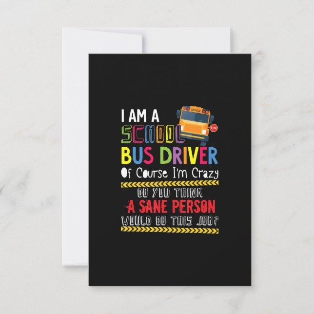 im a school bus driver funny school bus gift back RSVP card (Front)
