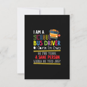 im a school bus driver funny school bus gift back RSVP card