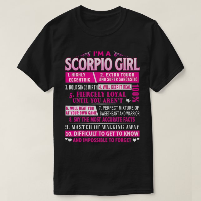 I'm A Scorpio Girl  Scorpio Birthday  T-Shirt (Design Front)