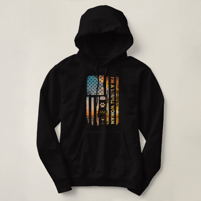 I'm A Simple Woman Camping Wine Flip Flops Dog Cam Hoodie (Design Front)