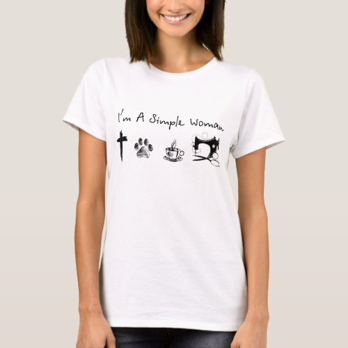 Im a simple woman jesus dog coffee sewing T_Shirt