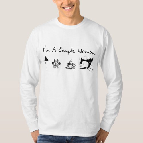 Im a simple woman jesus dog coffee sewing T_Shirt