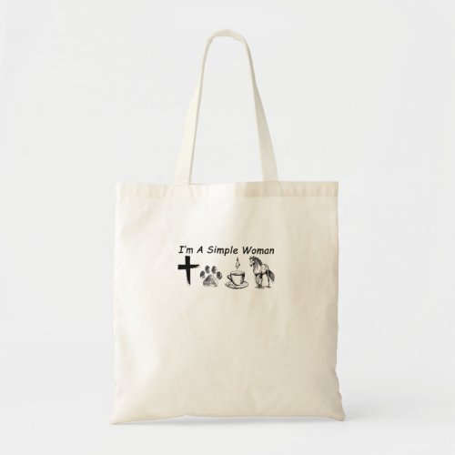 Im A Simple Woman Jesus Dogs Coffee Horse Pullover Tote Bag