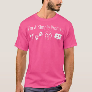 I'M A Simple Woman Love Wine Flip Flop Dogs Camp T-Shirt
