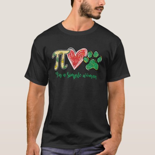 Im A Simple Woman Pi Dog Paw Math Lovers St Patric T_Shirt
