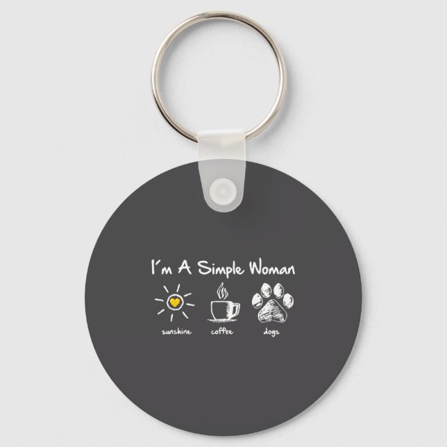 I'm A Simple Woman Sunshine Coffee Dog Paw Cute Fu Keychain (Front)