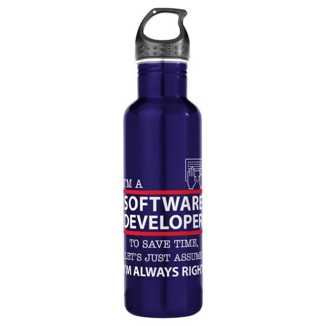 I'm a Software Developer Stainless Steel Water Bottle (Front)