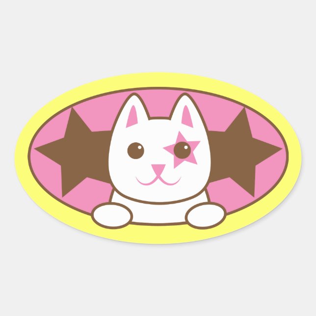 I'm a STAR CAT so cute! Oval Sticker (Front)