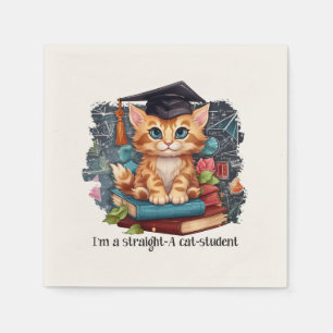 I'm A Straight A Cat Student Napkins