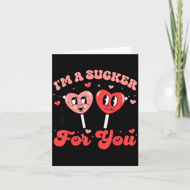 I'm A Sucker For You Candy Heart Groovy Retro Vale Card (Front)