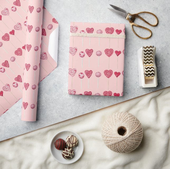 I'm a Sucker For You Lollipop Valentine Wrapping Paper (Crafts)