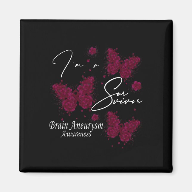 I'm A Survivor Brain Aneurysm Awareness Butterfly  Magnet (Front)