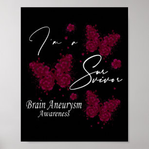 I'm A Survivor Brain Aneurysm Awareness Butterfly Poster