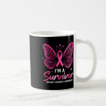 I&#39;m A Survivor Breast Cancer Awareness Butterfly P Coffee Mug