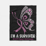 I&#39;m A Survivor Breast Cancer Awareness Butterfly P Fleece Blanket