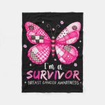 I&#39;m A Survivor Breast Cancer Awareness Butterfly P Fleece Blanket