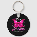 I&#39;m A Survivor Breast Cancer Awareness Butterfly P Keychain