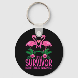 I'm A Survivor Breast Cancer Awareness Flamingo Keychain