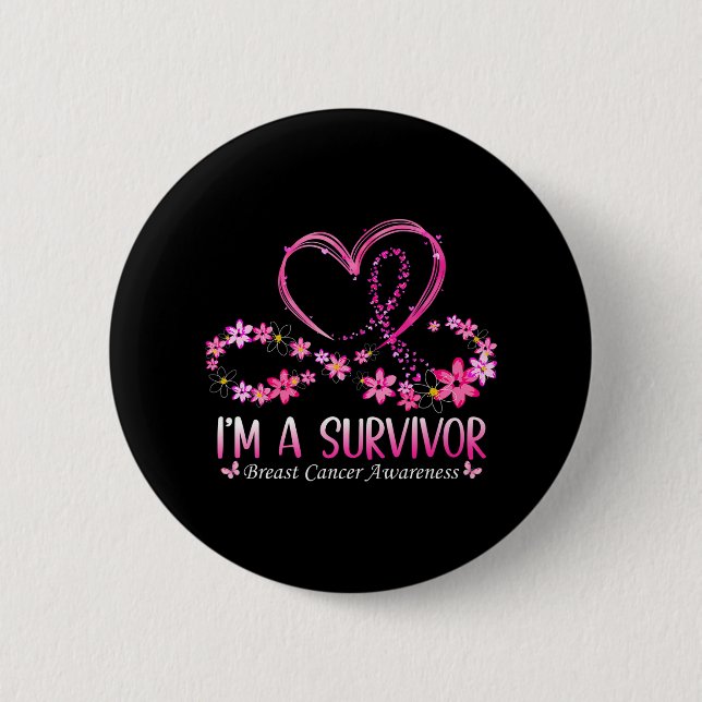 I'm A Survivor Breast Cancer Awareness Pink Button (Front)