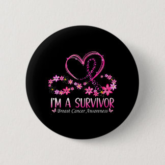 I'm A Survivor Breast Cancer Awareness Pink Button