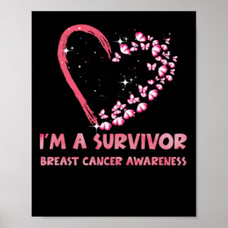 I'm A Survivor Breast Cancer Awareness Pink Heart Poster