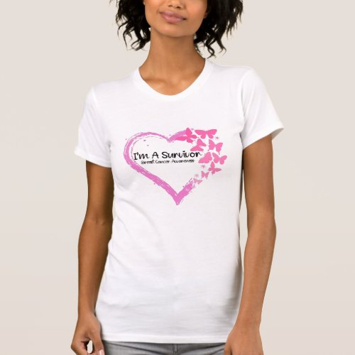 Im A Survivor Breast Cancer Awareness Pink heart  T_Shirt