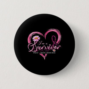 I'm A Survivor Breast Cancer Awareness Pink Ribbon Button