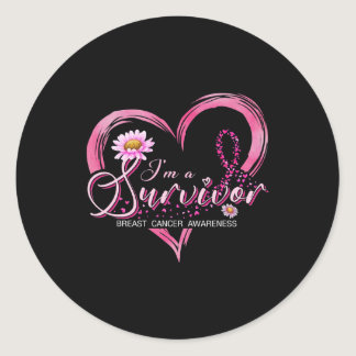 I'm A Survivor Breast Cancer Awareness Pink Ribbon Classic Round Sticker