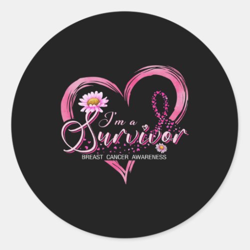 Im A Survivor Breast Cancer Awareness Pink Ribbon Classic Round Sticker