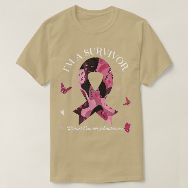 I'm A Survivor Breast Cancer Awareness Pink Ribbon T-Shirt (Design Front)