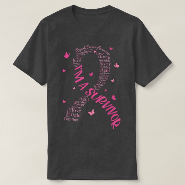 I'm A Survivor Breast Cancer Awareness Pink Ribbon T-Shirt (Design Front)